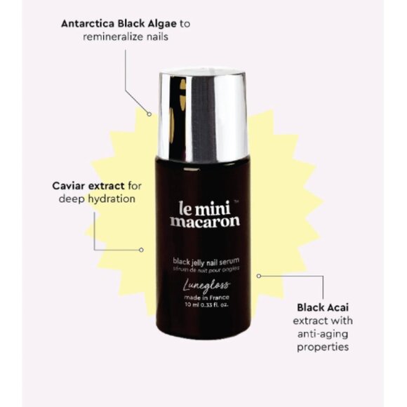 🔥3/$30 Le Mini Macaron Lunegloss Revitalizing Black Jelly Overnight Nail Serum - Picture 2 of 3